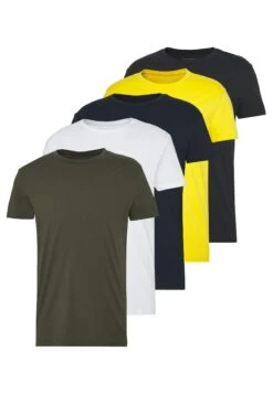 Pier One 5 Pack - Camiseta Básica - Olive/ White/ Navy /Yellow /Black -Pier One 1b9164789150411d82264f1147f53451
