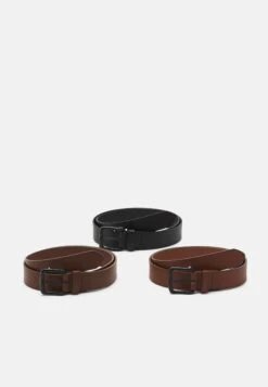 Pier One 3 Pack Unisex - Cinturón - Black/Brown /Cognac