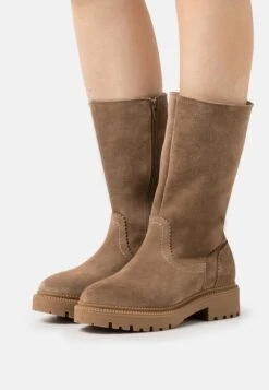 Pier One Leather Winter Boot - Botas - Taupe